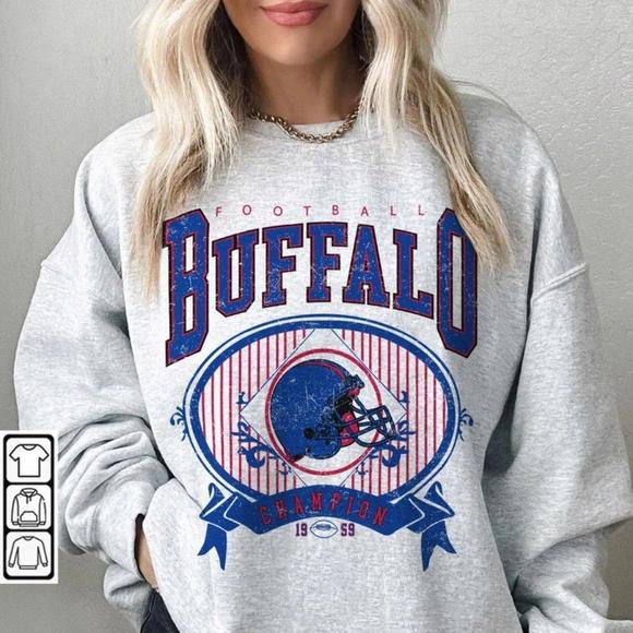 Gildan Tops - Buffalo Bills Football Sweatshirt, Josh Allen Sweatshirt